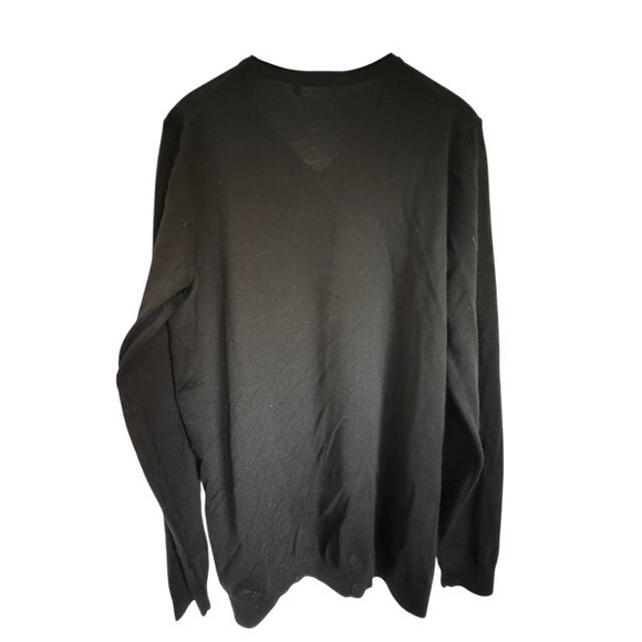 Hugo Boss Slim Fit Extra Fine Merino Wool Black V-Neck Sweater - XL - Picture 4 of 10